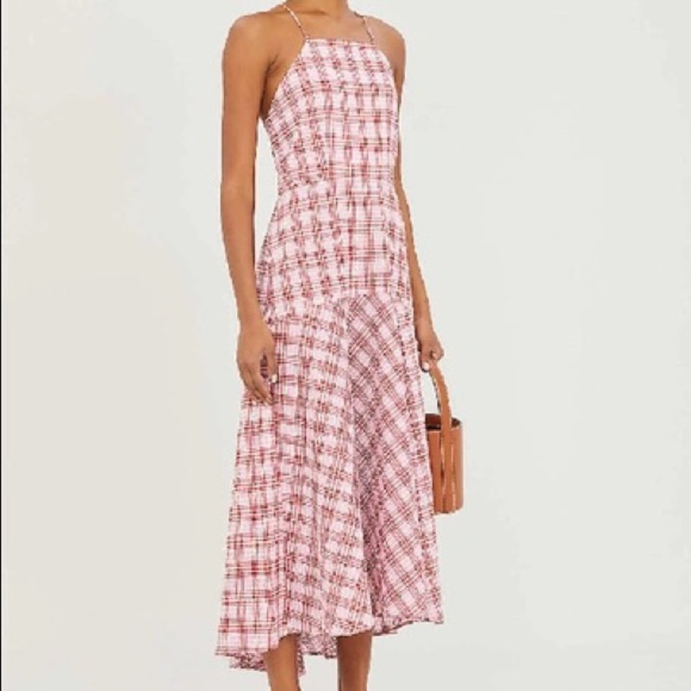 Whistles Pink Plaid Seersucker Dress